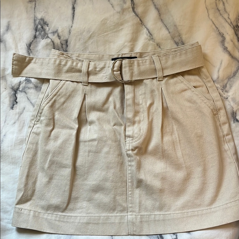 Beige Mini Skirt with Belt